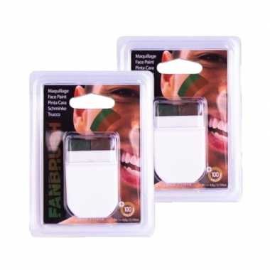 2x stuks camouflage army/leger schmink stiften bruin/groen