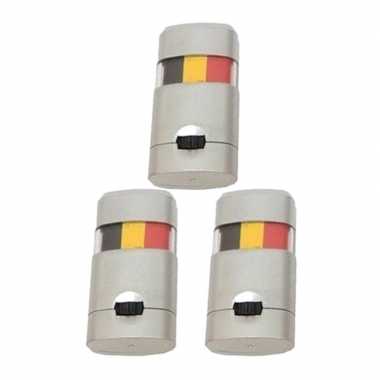 3x stuks belgie schminkstiften zwart/geel/rood