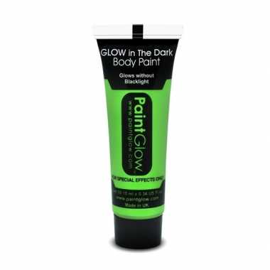 Neon groene glow the dark schmink/make up tube 12 ml