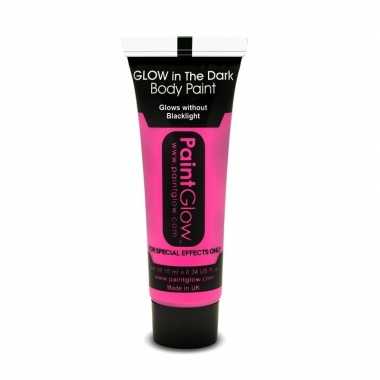 Neon roze glow the dark schmink/make up tube 12 ml